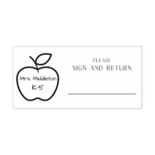 Personalized Apple Sign and Return Rubber Stamp