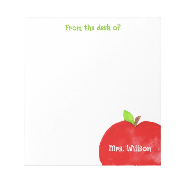 Personalized Apple Teacher Kindergarten Notepad (Front)
