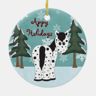 Personalized Appy Holidays Horse Ornament
