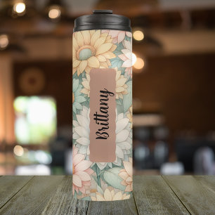 Personalized April Birth Flower Daisy 12 oz Thermal Tumbler