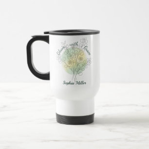 Personalized April Birth Flower Daisy Custom Name Travel Mug