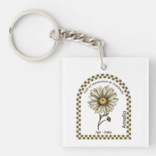 Personalized April Birth Month Flower Tote Bag Keychain