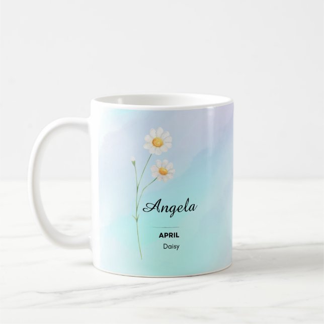 Personalized April Flower Mug (Left)