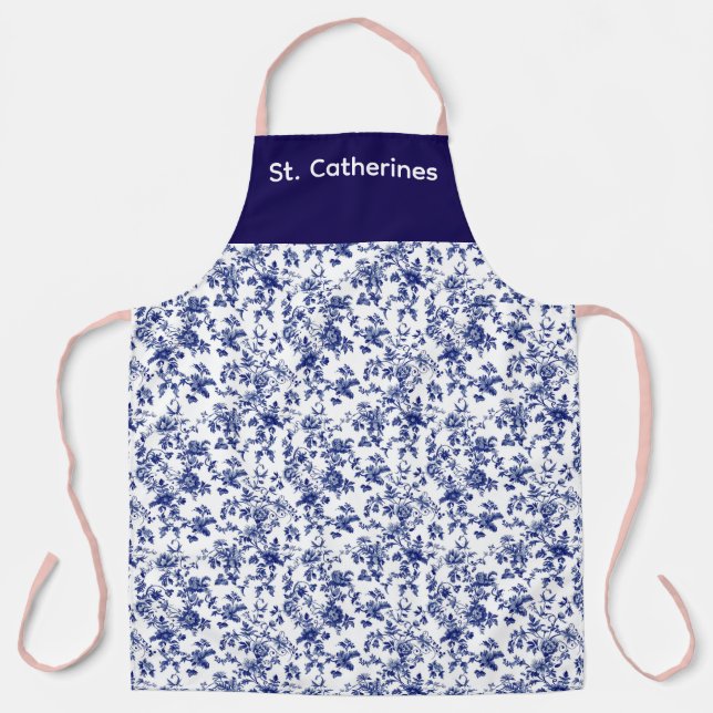 Personalized Apron blue toile design (Front)