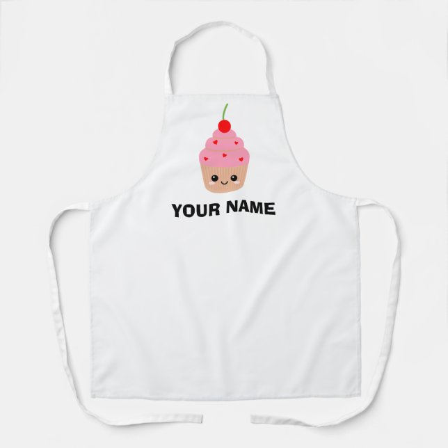 Personalized Apron, Cupcake Graphic Apron, Name Apron (Front)