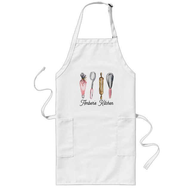 Personalized Apron, Name Apron, Custom Name Long A Long Apron (Front)