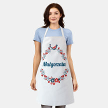 Personalized apron with folklore wreath 