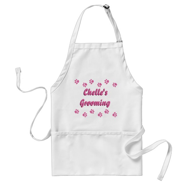 Personalized Apron With Pink Paw Prints (Front)