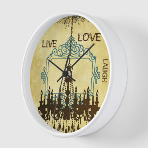 Personalized Aqua and Brown Chandelier Clock
