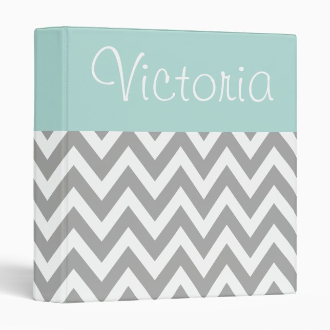 Personalized Aqua and Grey Binder (Front/Spine)