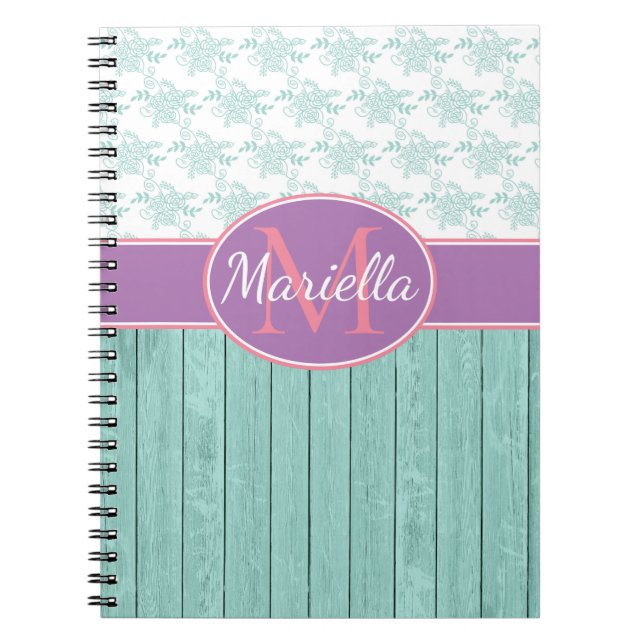 Personalized Aqua and Lavender Notebook (Front)