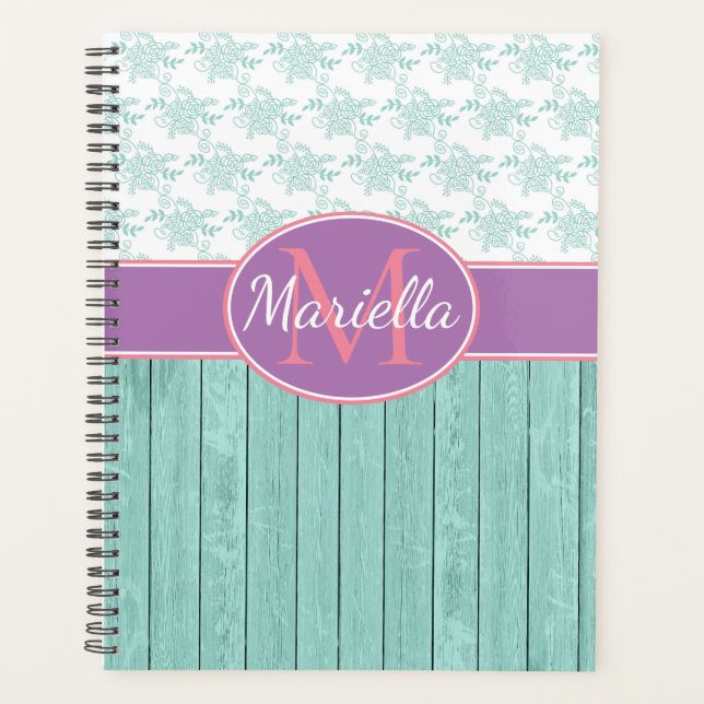 Personalized Aqua and Lavender Planner (Front)