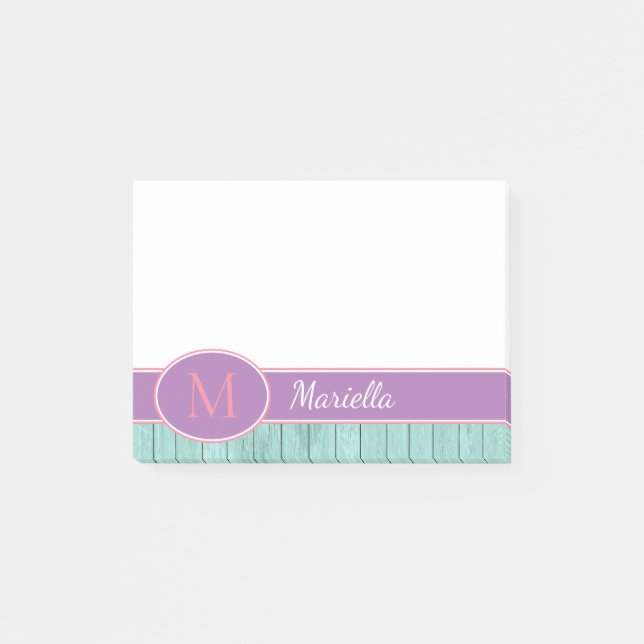 Personalized Aqua and Lavender Post-it Notes (Front)