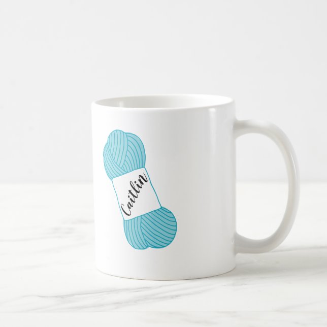 Personalized Aqua Blue Skein of Yarn Mug (Right)