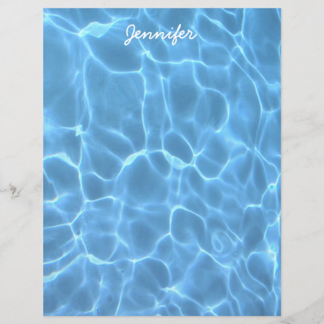 Personalized Aqua Blue Swimming Pool Water Photo (Front)