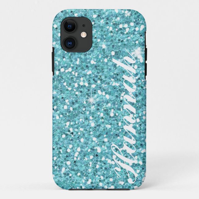 Personalized Aqua Glitter IPhone5  Case (Back)