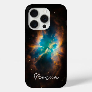 Personalized Aqua Green Splendid Nebula Photo iPhone 15 Pro Case