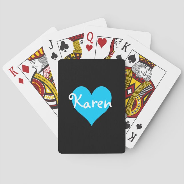 Personalized Aqua Heart Playing Cards (Back)
