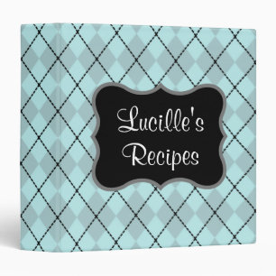 Personalized Aqua  Kitchen Recipe Binder