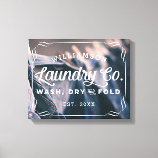 Personalized Aqua Laundry Co Wash Dry Fold Sign