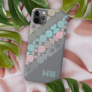 Personalized Aqua Pink Grey Midcentury Art iPhone 11 Pro Max Case