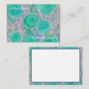 Personalized Aqua Pink Wild Roses Card