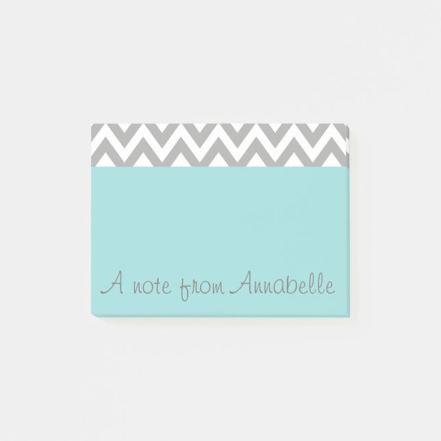Personalized Aqua Post It Notes Notepad Gift (Front)