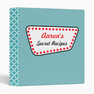 Personalized Aqua Secret Recipe Binder