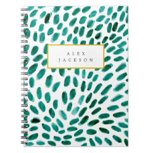 Personalized Aqua Teal Abstract Pattern Trendy Notebook