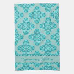 Personalized aqua teal kitchen towel