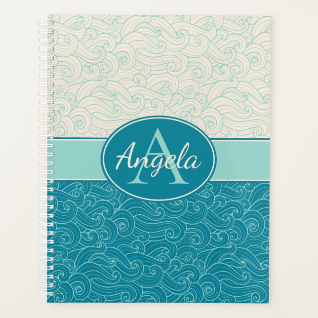 Personalized Aqua Waves Planner (Front)