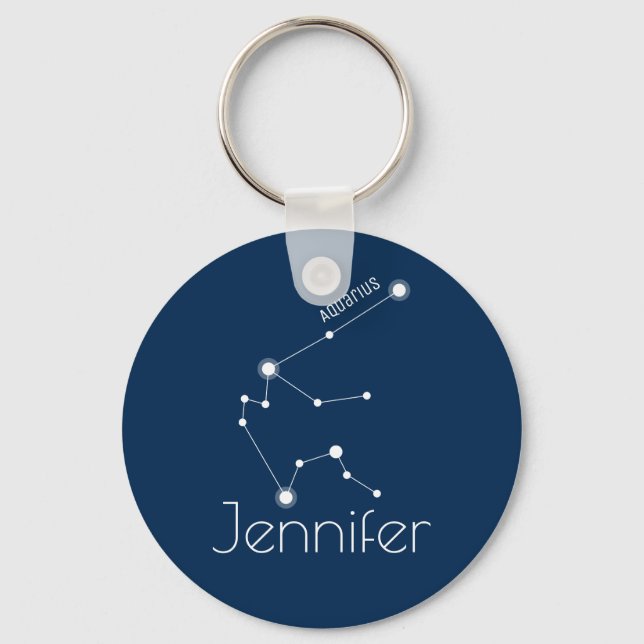 Personalized Aquarius Zodiac Constellation Keychain (Front)