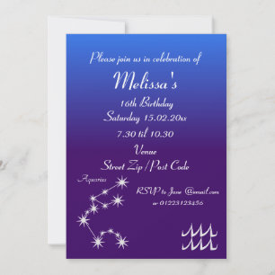 Personalized Aquarius Zodiac Party Invitation