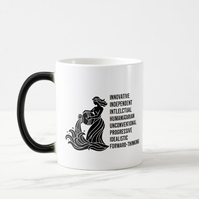 "Personalized Aquarius Zodiac sign, name ,traits  Magic Mug (Left)