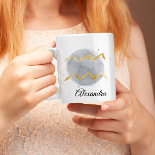 Personalized Aquarius Zodiac Watercolor Mug