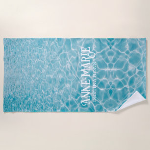 Personalized Aquatic Pool Reflections Beach Towel
