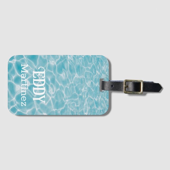Personalized Aquatic Summer Pool  Luggage Tag (Front Horizontal)