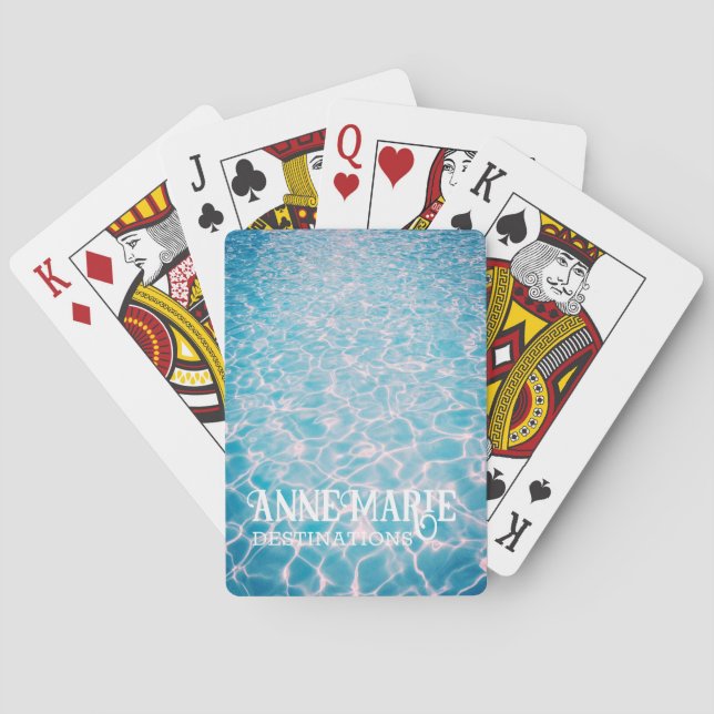 Personalized Aquatic Summer Pool Playing Cards (Back)