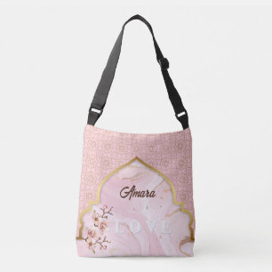 Personalized Arabesque Crossbody Tote Bag   Blush 