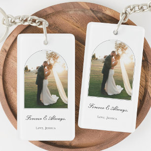 Personalized Arch Wedding Photo Couple Anniversary Keychain