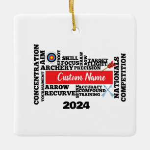 Personalized Archery Word Cloud Christmas Ornament