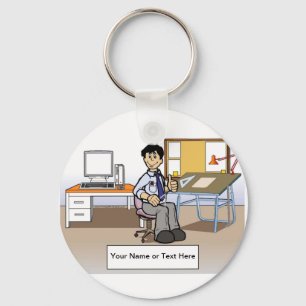 Personalized Architect, Engineer - Male Cartoon Keychain