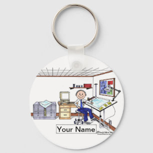 Personalized Architect - Engineer, Male Cartoon Keychain