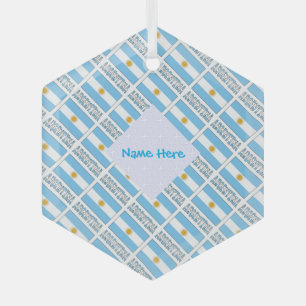 Personalized Argentina Flag Name Design Tiled Glass Ornament