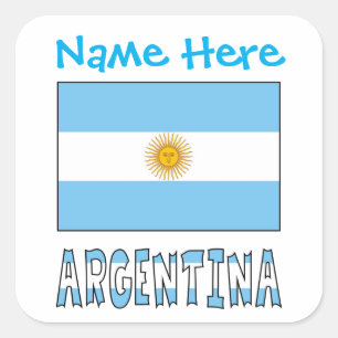 Personalized Argentina Flag Square Label