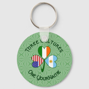 Personalized Argentina Ireland USA Shamrock Keychain