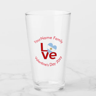Personalized Argentine Red LOVE Flag Glass