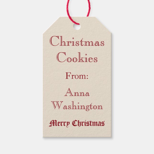 Personalized Argyle Christmas Cookies Gift Tag (Front)
