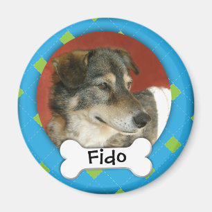 Personalized Argyle Dog Photo Magnet