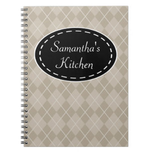 Personalized Argyle Kitchen Recipe Notebook Gift